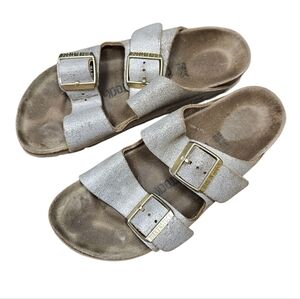 Birkenstock 37 Arizona Leather Silver Classic Sandals Comfort